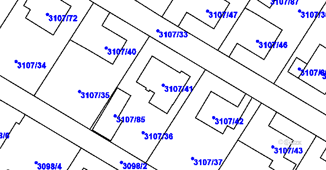 Parcela st. 3107/41 v KÚ Ludgeřovice, Katastrální mapa