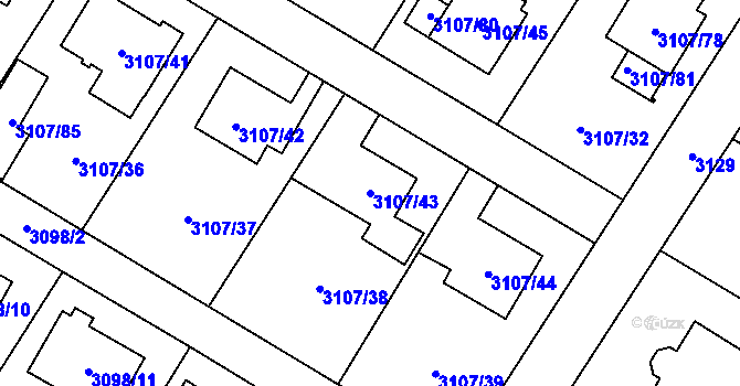 Parcela st. 3107/43 v KÚ Ludgeřovice, Katastrální mapa