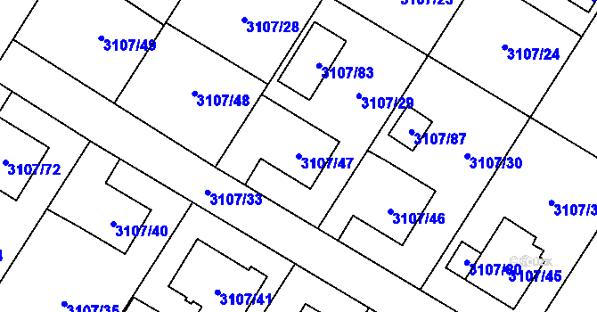 Parcela st. 3107/47 v KÚ Ludgeřovice, Katastrální mapa