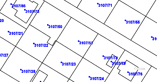 Parcela st. 3107/51 v KÚ Ludgeřovice, Katastrální mapa