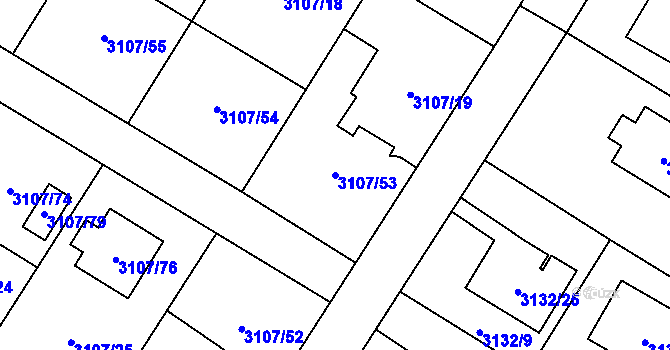 Parcela st. 3107/53 v KÚ Ludgeřovice, Katastrální mapa