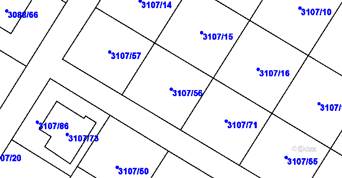 Parcela st. 3107/56 v KÚ Ludgeřovice, Katastrální mapa
