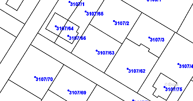 Parcela st. 3107/63 v KÚ Ludgeřovice, Katastrální mapa