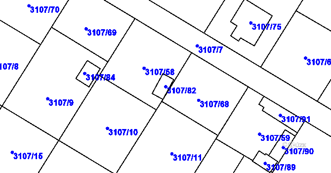 Parcela st. 3107/82 v KÚ Ludgeřovice, Katastrální mapa