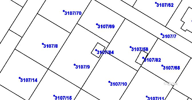 Parcela st. 3107/84 v KÚ Ludgeřovice, Katastrální mapa
