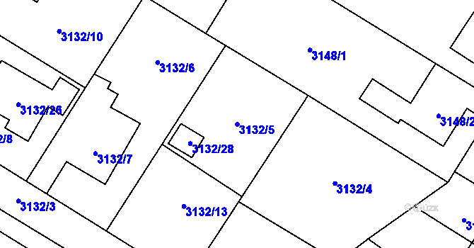 Parcela st. 3132/5 v KÚ Ludgeřovice, Katastrální mapa