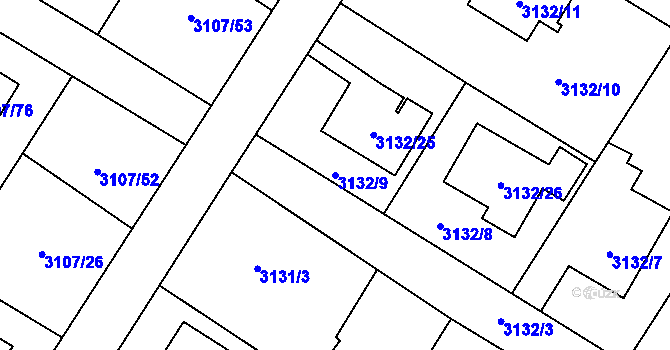 Parcela st. 3132/9 v KÚ Ludgeřovice, Katastrální mapa