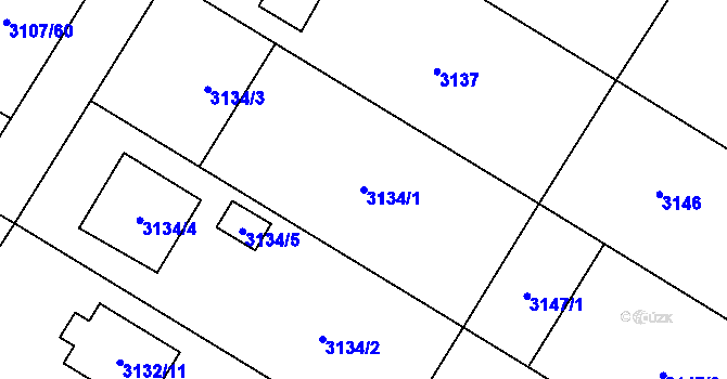 Parcela st. 3134/1 v KÚ Ludgeřovice, Katastrální mapa