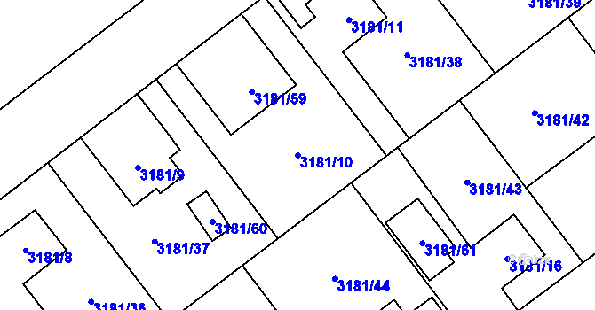 Parcela st. 3181/10 v KÚ Ludgeřovice, Katastrální mapa