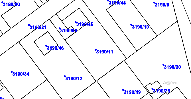Parcela st. 3190/11 v KÚ Ludgeřovice, Katastrální mapa
