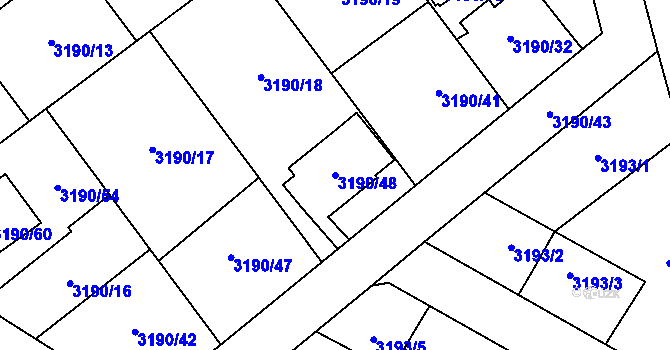 Parcela st. 3190/48 v KÚ Ludgeřovice, Katastrální mapa