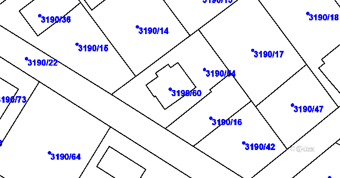 Parcela st. 3190/60 v KÚ Ludgeřovice, Katastrální mapa