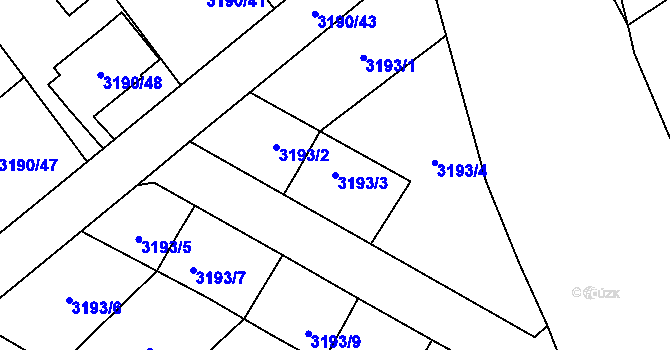 Parcela st. 3193/3 v KÚ Ludgeřovice, Katastrální mapa