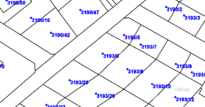 Parcela st. 3193/6 v KÚ Ludgeřovice, Katastrální mapa