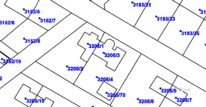 Parcela st. 3205/3 v KÚ Ludgeřovice, Katastrální mapa