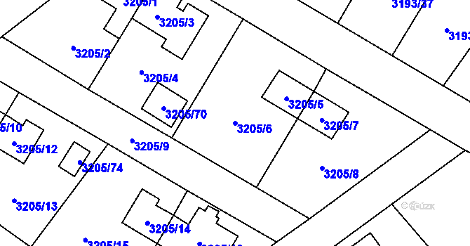 Parcela st. 3205/6 v KÚ Ludgeřovice, Katastrální mapa
