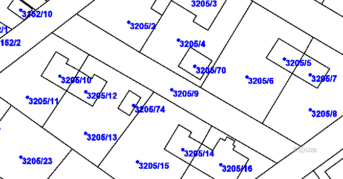 Parcela st. 3205/9 v KÚ Ludgeřovice, Katastrální mapa