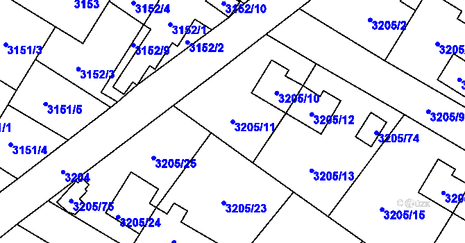 Parcela st. 3205/11 v KÚ Ludgeřovice, Katastrální mapa
