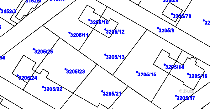 Parcela st. 3205/13 v KÚ Ludgeřovice, Katastrální mapa