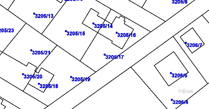 Parcela st. 3205/17 v KÚ Ludgeřovice, Katastrální mapa