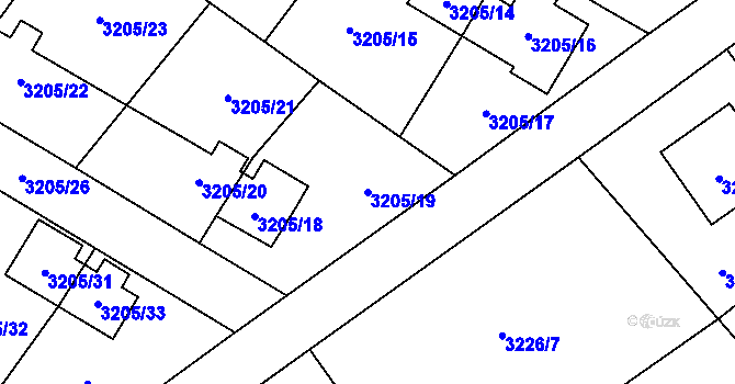 Parcela st. 3205/19 v KÚ Ludgeřovice, Katastrální mapa