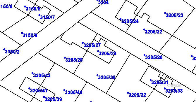 Parcela st. 3205/29 v KÚ Ludgeřovice, Katastrální mapa