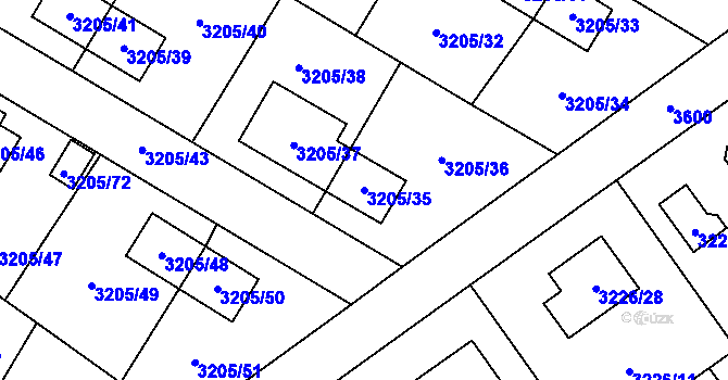 Parcela st. 3205/35 v KÚ Ludgeřovice, Katastrální mapa