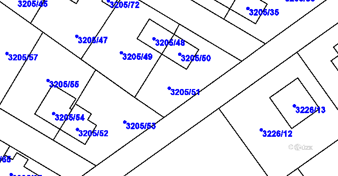 Parcela st. 3205/51 v KÚ Ludgeřovice, Katastrální mapa