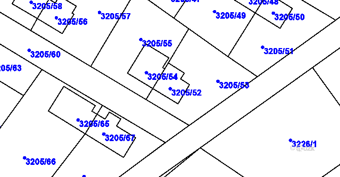 Parcela st. 3205/52 v KÚ Ludgeřovice, Katastrální mapa