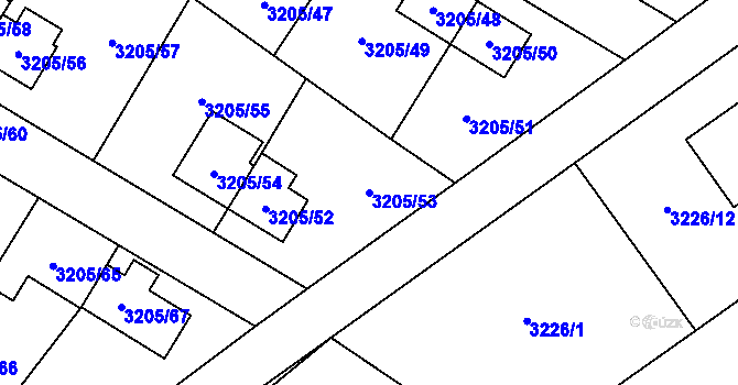 Parcela st. 3205/53 v KÚ Ludgeřovice, Katastrální mapa