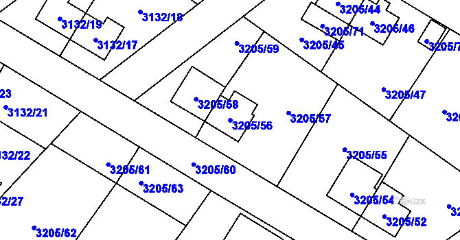 Parcela st. 3205/56 v KÚ Ludgeřovice, Katastrální mapa