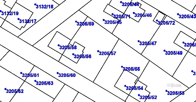 Parcela st. 3205/57 v KÚ Ludgeřovice, Katastrální mapa