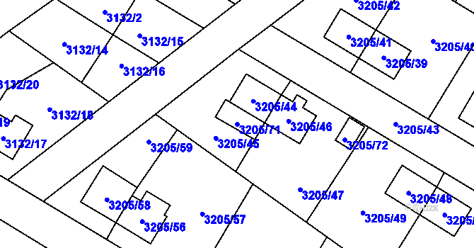 Parcela st. 3205/71 v KÚ Ludgeřovice, Katastrální mapa