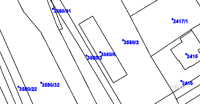Parcela st. 3580/6 v KÚ Ludgeřovice, Katastrální mapa