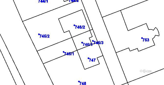 Parcela st. 746/1 v KÚ Ludgeřovice, Katastrální mapa