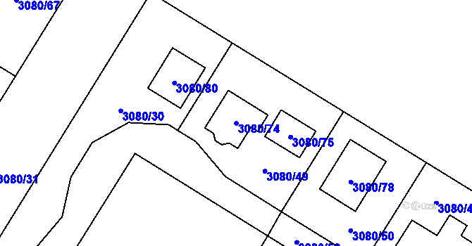 Parcela st. 3080/74 v KÚ Ludgeřovice, Katastrální mapa