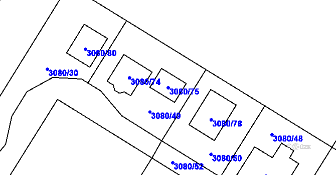 Parcela st. 3080/75 v KÚ Ludgeřovice, Katastrální mapa