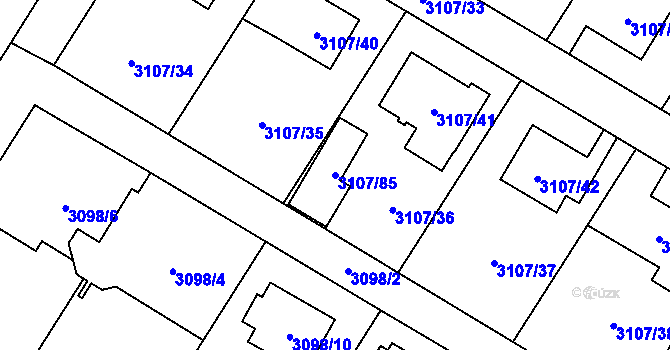 Parcela st. 3107/85 v KÚ Ludgeřovice, Katastrální mapa
