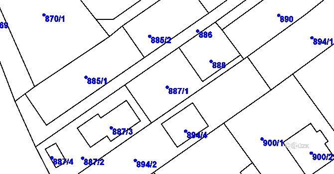 Parcela st. 887/1 v KÚ Ludgeřovice, Katastrální mapa