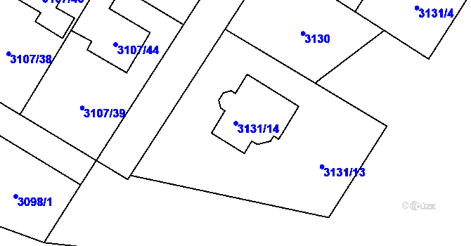 Parcela st. 3131/14 v KÚ Ludgeřovice, Katastrální mapa