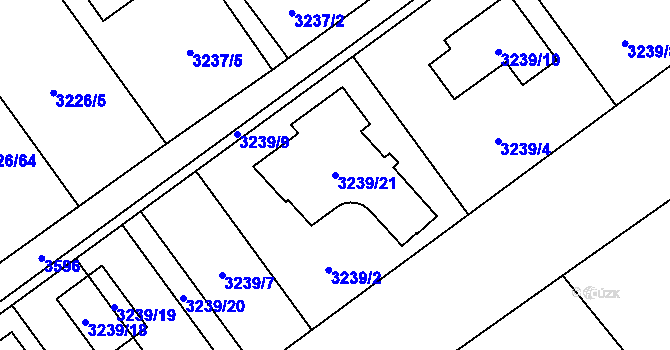 Parcela st. 3239/21 v KÚ Ludgeřovice, Katastrální mapa