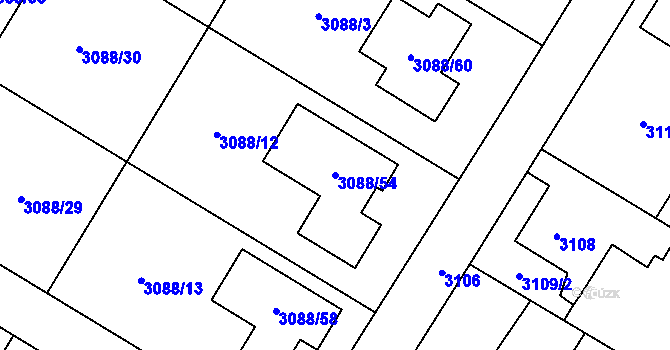 Parcela st. 3088/54 v KÚ Ludgeřovice, Katastrální mapa