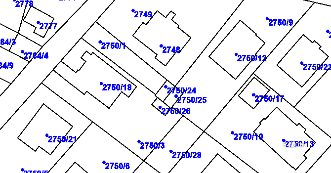 Parcela st. 2750/24 v KÚ Ludgeřovice, Katastrální mapa