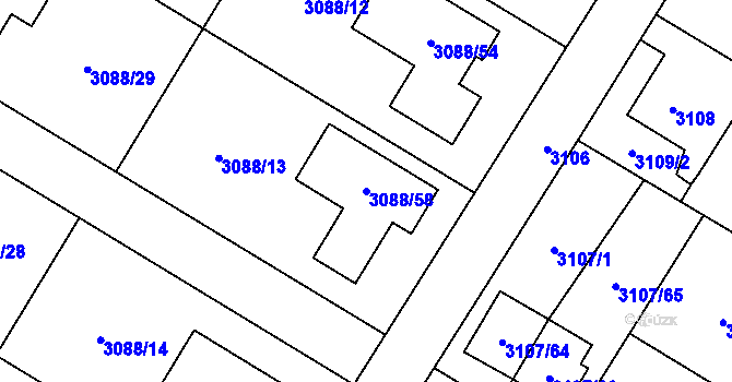Parcela st. 3088/58 v KÚ Ludgeřovice, Katastrální mapa