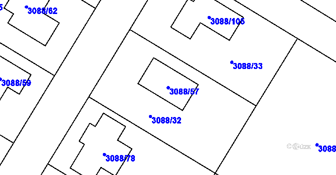 Parcela st. 3088/57 v KÚ Ludgeřovice, Katastrální mapa