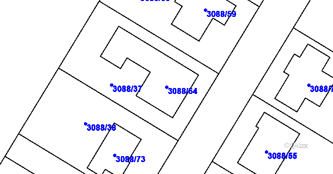 Parcela st. 3088/64 v KÚ Ludgeřovice, Katastrální mapa