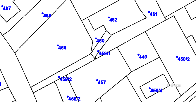 Parcela st. 459/1 v KÚ Ludgeřovice, Katastrální mapa