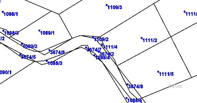 Parcela st. 3674/2 v KÚ Ludgeřovice, Katastrální mapa