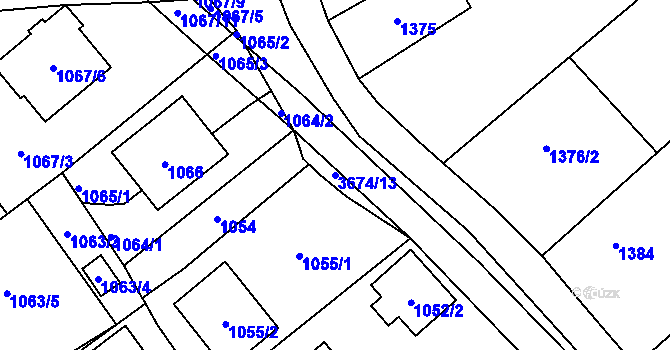 Parcela st. 3674/13 v KÚ Ludgeřovice, Katastrální mapa