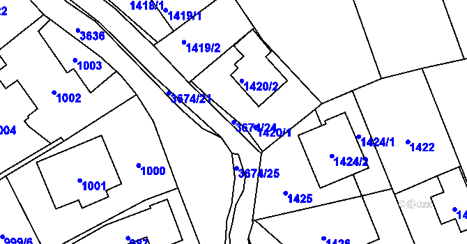 Parcela st. 3674/24 v KÚ Ludgeřovice, Katastrální mapa